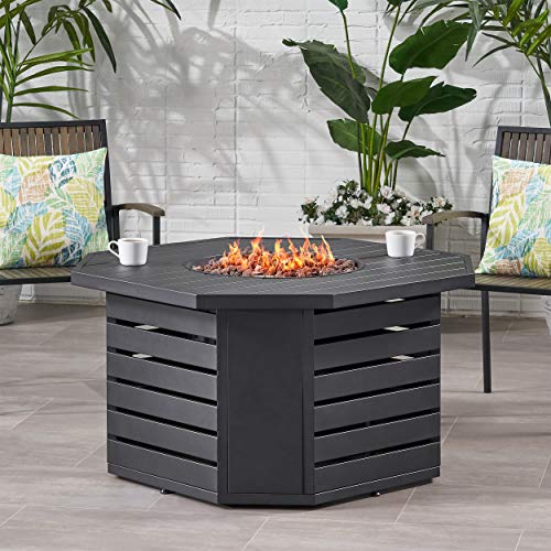 Mona Octagonal Iron Fire Pit, Matte Black