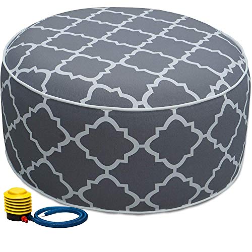 Kozyard Inflatable Stool Ottoman Used for Indoor or Outdoor, Kids or Adults, Camping or Home (Gray Pattern)