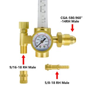 ZISS CO2 Argon Regulator with Gas Hose CGA580 Welder