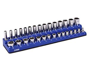 ares 60008-30-piece 3/8 in metric magnetic socket organizer -blue -holds 15 standard (shallow) and 15 deep sockets -perfect for your tool box -also available in black