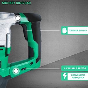 Monkey King Bar -1-1/4 inch SDS PLUS Rotary Hammer Drills 12Amp 1500w 120v 60Hz Impact Hammer Drills for Concrete-Safety Clutch 3 Functions Includes Tile Removal Tool 11 Pcs Accessories Set