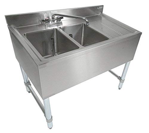 Commercial Stainless Steel Two Compartment Under Bar Sink 19" x 24"