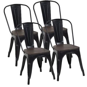 fdw dining chairs set of 4 indoor outdoor chairs patio chairs metal chairs restaurant chair 18 inch wooden seat height tolix side bar chairs metal kitchen stackable chair 330lbs weight capacity