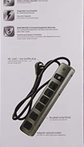 GE UltraPro 6-Outlet Surge Protector, Brushed Nickel, 34767