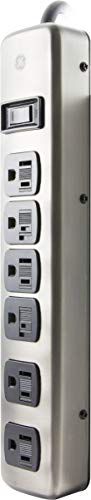 GE UltraPro 6-Outlet Surge Protector, Brushed Nickel, 34767