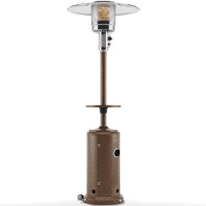 homelabs gas patio heater - 87 inches tall premium standing outdoor heater with drink shelf tabletop - auto shut off portable power heater with simple ignition system, wheels and base reservoir