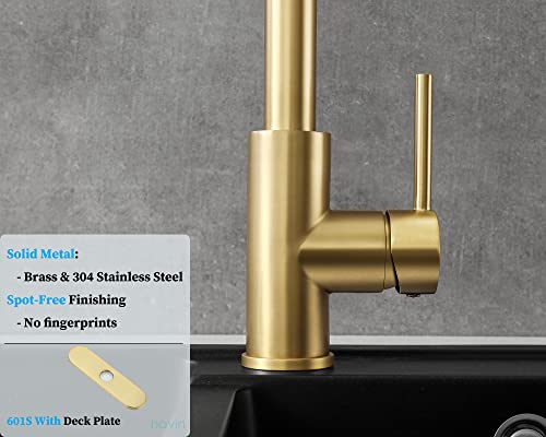 Havin Gold Kitchen Faucet with Pull Down Sprayer, High Arc Stainless Steel Material, with cUPC Ceramic Cartridge,with 10" Deck Plate,Fit for 1 or 3 Holes Kitchen Sink or Laundry Sink,Brushed Gold