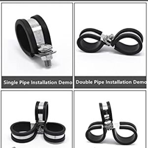 Solarson Stainless Steel Cable Clamp 1/2 Inch(0.5 inch) 20 Pack , Pipe Clamp,Metal Clamp,Tube Clamp, Rubber Cushioned Insulated Clamp, Wire Cord Installation 12 mm