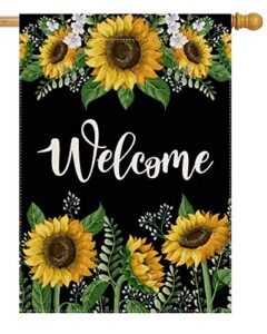 welcome sunflower large house flag vertical double sided 28 x 40 inch summer farmhouse burlap yard outdoor decor