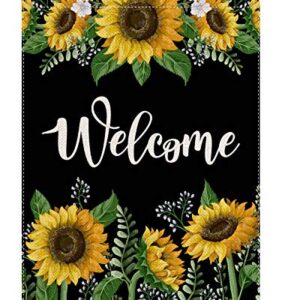 Welcome Sunflower Large House Flag Vertical Double Sided 28 x 40 Inch Summer Farmhouse Burlap Yard Outdoor Decor