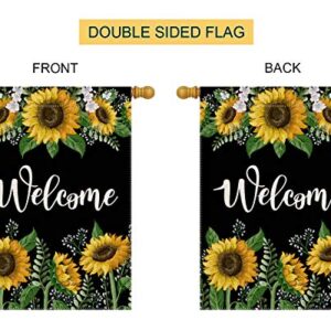 Welcome Sunflower Large House Flag Vertical Double Sided 28 x 40 Inch Summer Farmhouse Burlap Yard Outdoor Decor