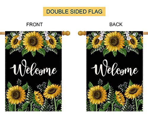 Welcome Sunflower Large House Flag Vertical Double Sided 28 x 40 Inch Summer Farmhouse Burlap Yard Outdoor Decor