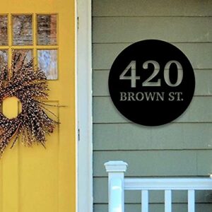 round house number and street name personalized solid steel decorative address marker house accent sign