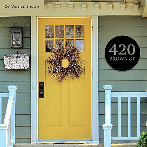 Round House Number and Street Name Personalized Solid Steel Decorative Address Marker House Accent Sign