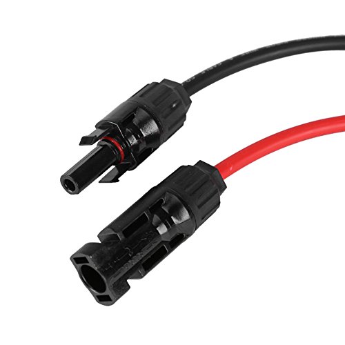 Solar PV Cable Extension Cords 2.5mm Pair of Solar Panel Wire Male & Female Connectors Red & Black 3.5 FT DC1000V 30A