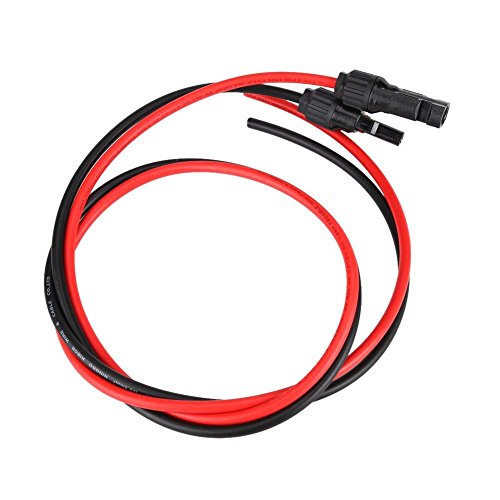 Solar PV Cable Extension Cords 2.5mm Pair of Solar Panel Wire Male & Female Connectors Red & Black 3.5 FT DC1000V 30A