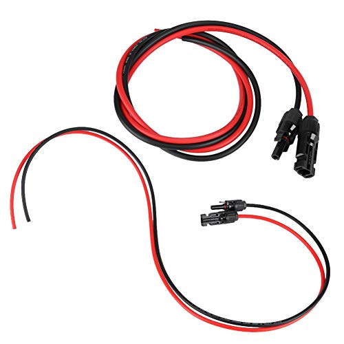 Solar PV Cable Extension Cords 2.5mm Pair of Solar Panel Wire Male & Female Connectors Red & Black 3.5 FT DC1000V 30A