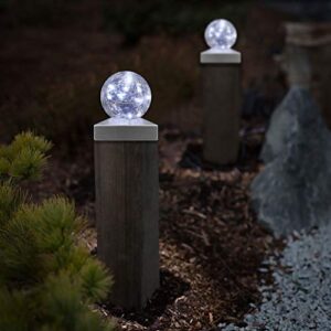 Solar Post Lights - Outdoor Post Cap Light for Fence Deck or Patio Garden Decoration- Solar Powered Gazing Ball Caps, LED Lighting, Lamp Fits 4x4 - White 4 Pack