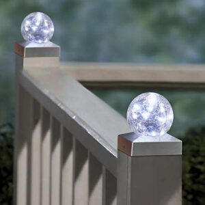 Solar Post Lights - Outdoor Post Cap Light for Fence Deck or Patio Garden Decoration- Solar Powered Gazing Ball Caps, LED Lighting, Lamp Fits 4x4 - White 4 Pack