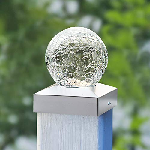 Solar Post Lights - Outdoor Post Cap Light for Fence Deck or Patio Garden Decoration- Solar Powered Gazing Ball Caps, LED Lighting, Lamp Fits 4x4 - White 4 Pack