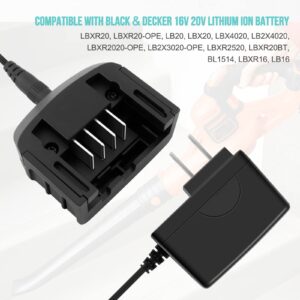 ADVTRONICS 20V MAX LCS1620 Replacement Charger Compatible with Black Decker 16V 20V Lithium Ion Battery LBXR20 LBXR20-OPE LB20 LBX20 LBX4020 LB2X4020 LBXR2020-OPE LBXR16
