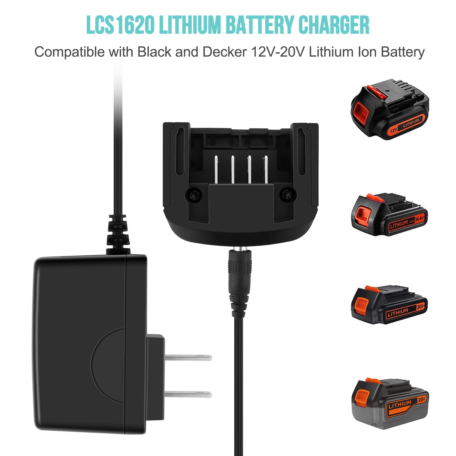 ADVTRONICS 20V MAX LCS1620 Replacement Charger Compatible with Black Decker 16V 20V Lithium Ion Battery LBXR20 LBXR20-OPE LB20 LBX20 LBX4020 LB2X4020 LBXR2020-OPE LBXR16