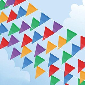 focuses 300pcs pennant banner flags, multicolor pennant flags, 375ft triangle bunting flag banners for party, birthdays, festivals, christmas strap hanging decorations ideal for indoor or outdoor use