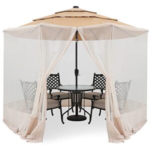 outdoor wind upgrade 9ft-11ft patio umbrella netting beige