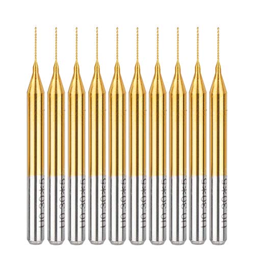 10Pcs 0.2mm Tip Micro Drill Bits 1/8 Inch Shank TiN Coated Carbide PCB Drill Bits