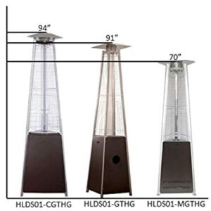 Hiland HLDS01-MGTHG Quartz Glass Tube Patio Heater w/Wheels, 40,000 BTU, Pyramid, Hammered Bronze