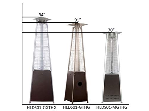 Hiland HLDS01-MGTHG Quartz Glass Tube Patio Heater w/Wheels, 40,000 BTU, Pyramid, Hammered Bronze