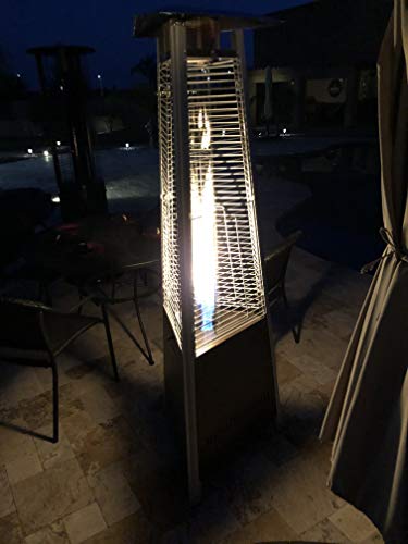 Hiland HLDS01-MGTHG Quartz Glass Tube Patio Heater w/Wheels, 40,000 BTU, Pyramid, Hammered Bronze