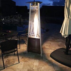 Hiland HLDS01-MGTHG Quartz Glass Tube Patio Heater w/Wheels, 40,000 BTU, Pyramid, Hammered Bronze