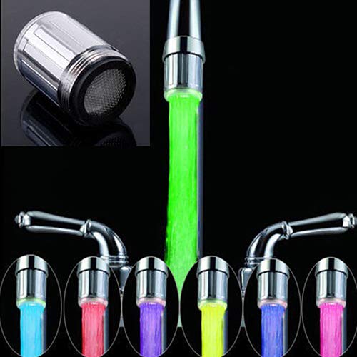 Baost 1Pc 7-Colors Colors Changing Automatic Glow Shower Stream Tap LED Light Water Faucet Glow LED Shower Tap Spraying Head Water Faucet for Kitchen Bathroom Random