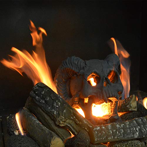 Stanbroil Demon Fireproof Fire Pit Fireplace Skull Gas Log for Ventless & Vent Free, Propane, Gel, Ethanol, Electric, Outdoor Fireplace and Fire Pit, Halloween Decor - Patent Pending