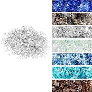 skyflame high luster 10-pound regular fire glass for fire pit fireplace garden landscaping platinum 1/4" size