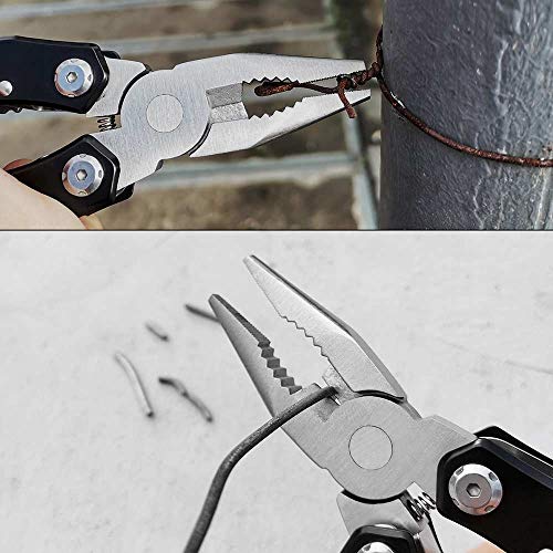 14-In-1 Multitool with Safety Locking, Professional Stainless Steel Multitool Pliers Pocket Knife, Bottle Opener, Screwdriver with Nylon Sheath ，Apply to Survival,Camping, Hunting and Hiking