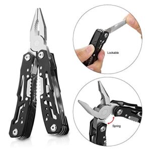 14-In-1 Multitool with Safety Locking, Professional Stainless Steel Multitool Pliers Pocket Knife, Bottle Opener, Screwdriver with Nylon Sheath ，Apply to Survival,Camping, Hunting and Hiking