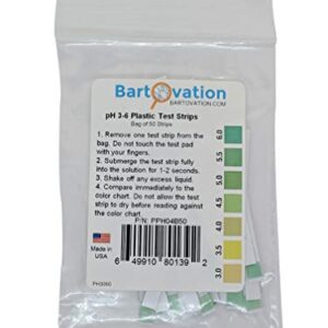 pH 3-6 Short Range Test Strips [Bag of 50 Strips] for Testing Sushi Rice, Salsa, and Kefir