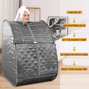 OPPSDECOR Portable Steam Sauna Spa, Personal Indoor Sauna Tent Remote Control&Chair&Timer Included, One Person Sauna for Therapeutic Relaxation Detox at Home
