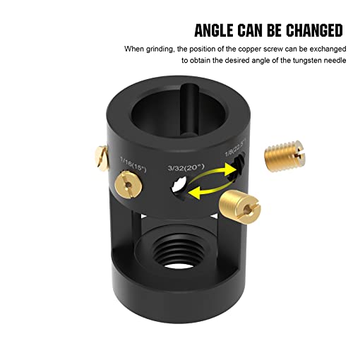 3mirrors ALUMINUM Tungsten Electrode Sharpener Grinder for TIG Welding Tool w/Cut-Off Slot Multi-Angle& Offsets, 4 Copper Screws Holes& 2 Upgrade CNC Mandrels& 5 25mm Diamond Wheels& Instructions