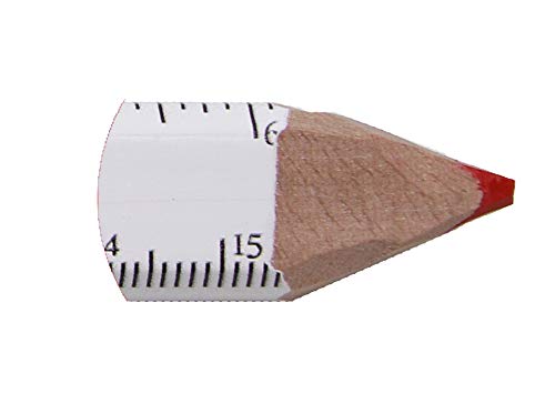 RevMark Carpenter Pencil 24 Pack White with Red Lead and Printed Ruler, Made in The USA. Quality Cedar Wood for Carpenters, Construction Workers, Woodworkers, Framers. Medium Lead Bulk Lumber Pencils