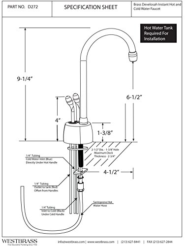 Westbrass D272HFP-62 Develosah 2-Handle Hot and Cold Water Dispenser with Instant Heating Tank, Matte Black