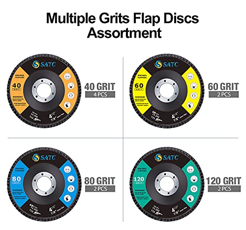 S SATC Abrasive Wheels & Discs 4-1 2 Inch Flap Disc 10 PCS 4.5" x 7/8" 40 60 80 120 Grit Fast Cutting Speed Zirconia Alumina Grinding Disc for Angle Grinder Type #29