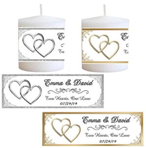 28 silver gold hearts wedding favors personalized votive candle labels