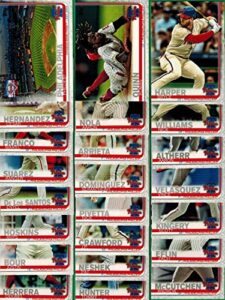 philadelphia phillies 2019 topps complete mint hand collated 23 card team set with bryce harper and rhys hoskins plus