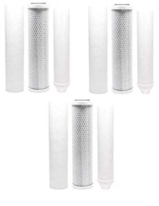 3 pack replacement filter kit compatible with rainsoft 9596 ro system - includes carbon block filter, pp sediment filter & inline filter cartridge