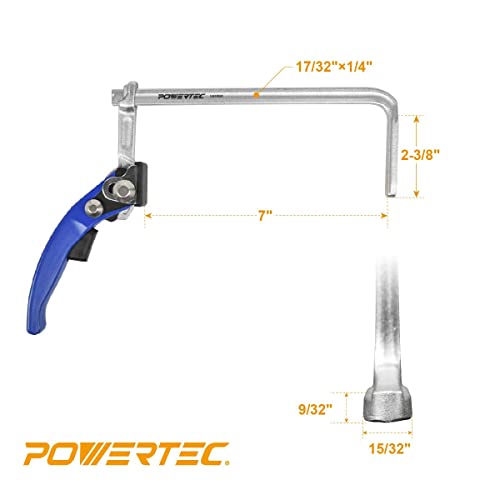 POWERTEC 71542 Quick Release Ratcheting Table Clamp for MFT and Guide Rail System, 7” Capacity x 2-3/8” Throat Depth, 2PK