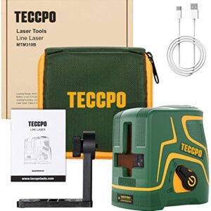 Laser Level Self Leveling - TECCPO 150ft Cross Line Laser Green with USB Charge, 3 Modules with 2 Laser Heads, Outdoor Pulse Mode, Magnetic Support, 360°Rotating, IP54 - TDLS09P