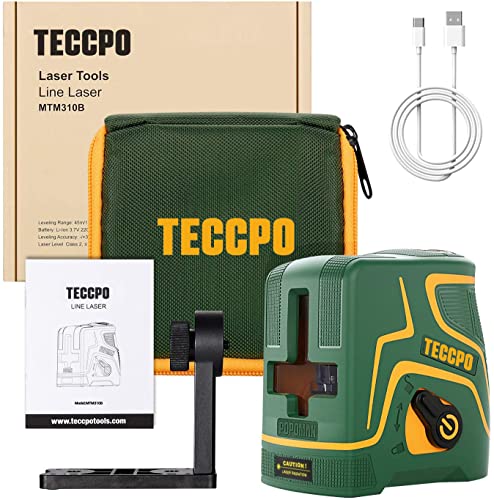 Laser Level Self Leveling - TECCPO 150ft Cross Line Laser Green with USB Charge, 3 Modules with 2 Laser Heads, Outdoor Pulse Mode, Magnetic Support, 360°Rotating, IP54 - TDLS09P